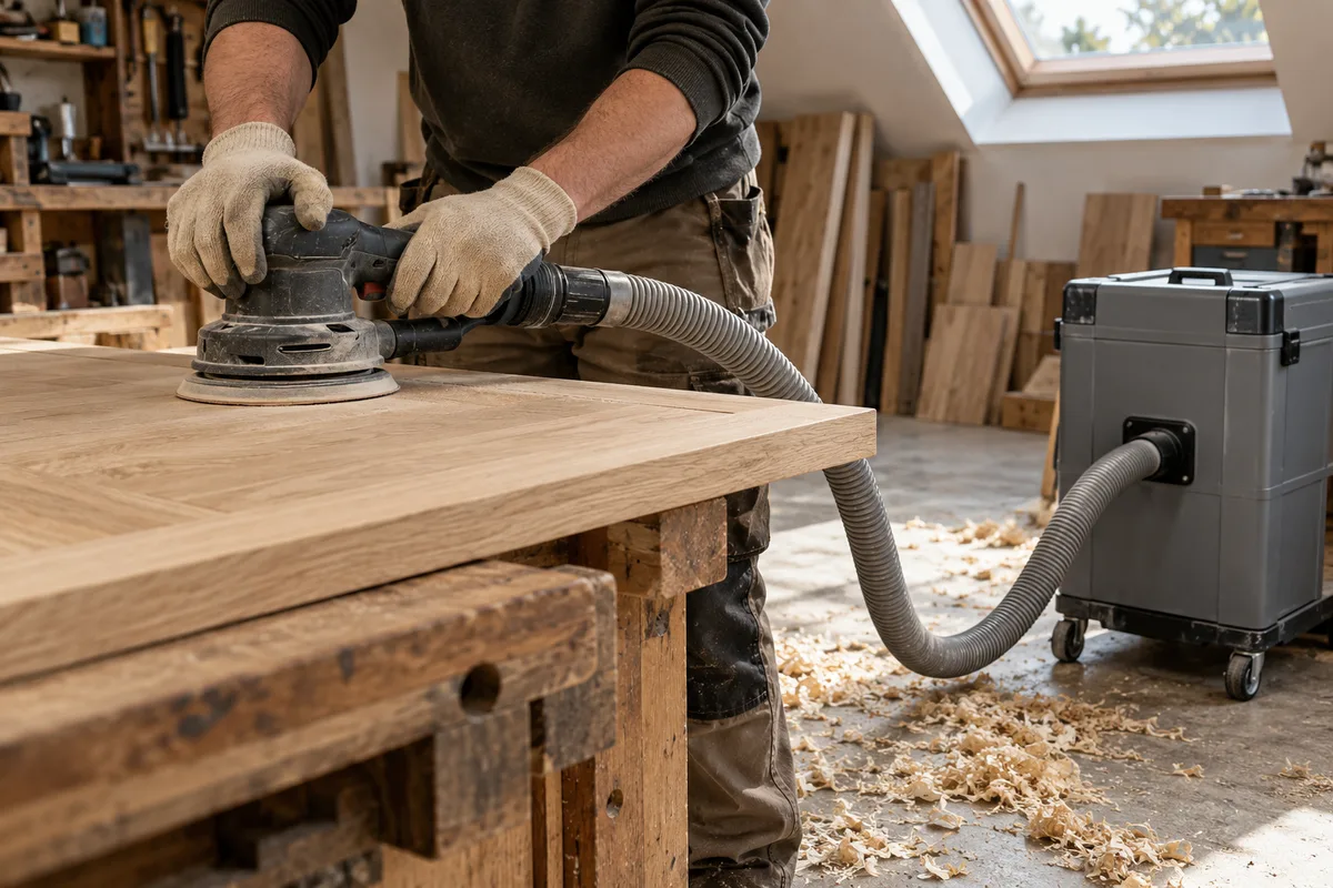 Atelier bois : capter la poussière de ponçage et de sciage avant qu'elle retombe