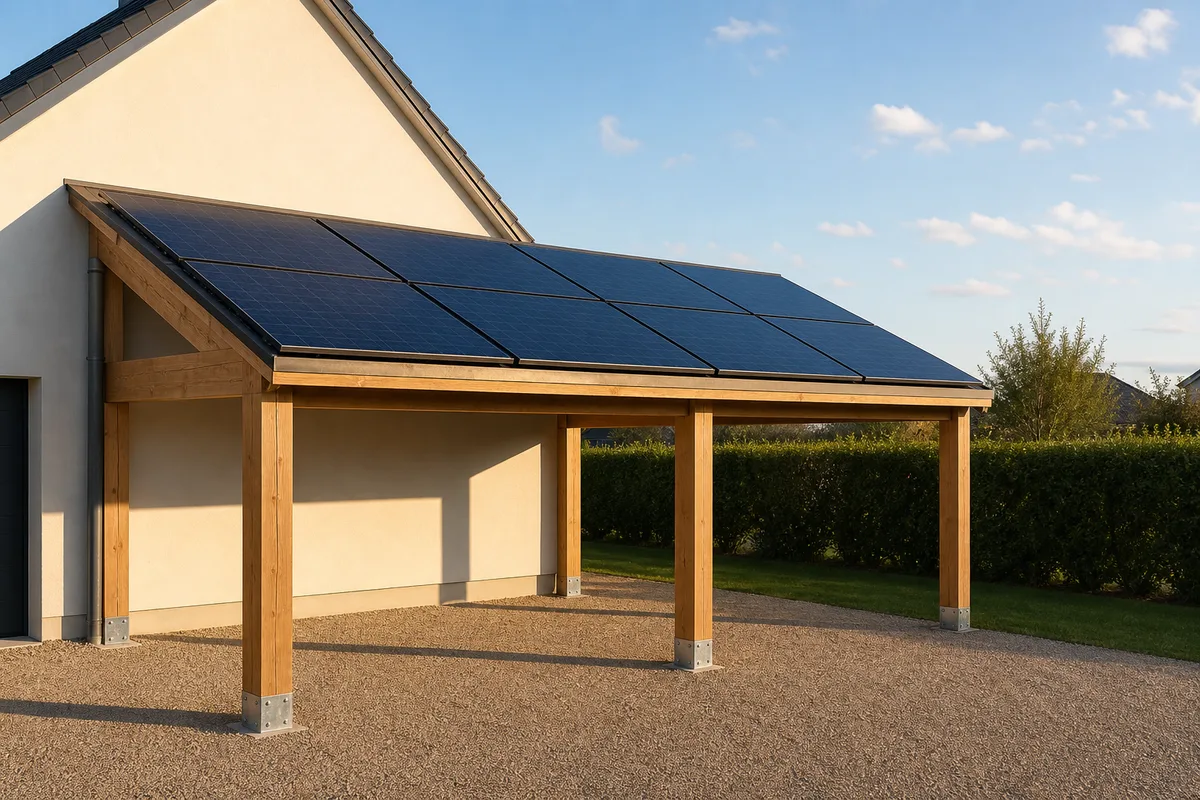 Carport solaire : charpente bois, normes et coûts 2026
