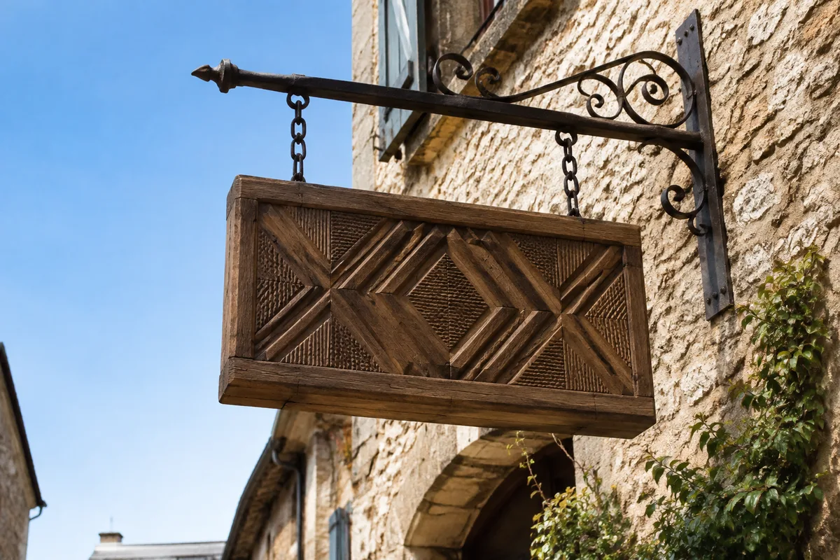 Enseigne en bois : essences, fabrication et tenue dans le temps