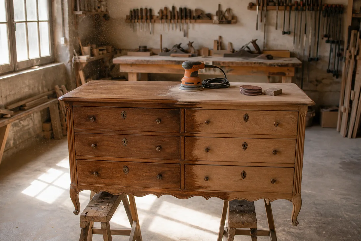 Poncer un meuble en bois : méthode, grains et erreurs